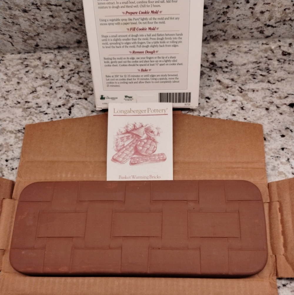 LONGABERGER Pottery Bread Basket Brick & Cookie Mold Bundle Angel 1996
